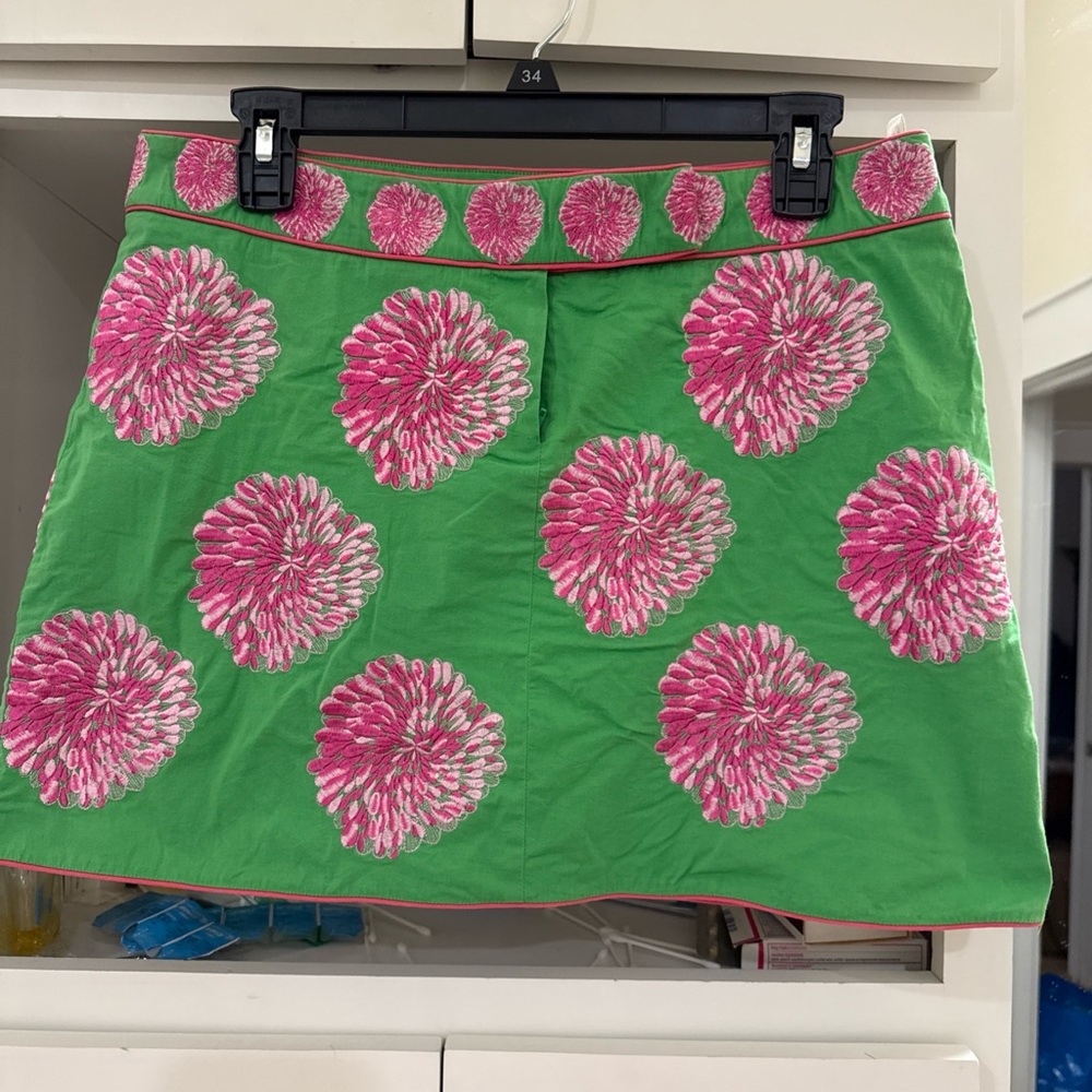 Green and Pink Mini Skirt Resort Wear